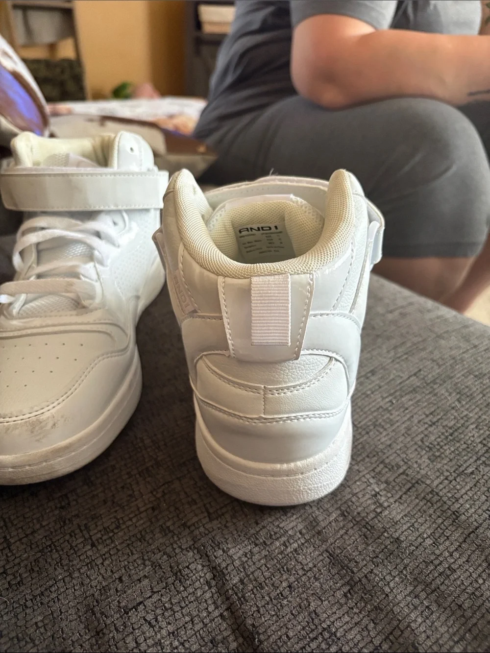 Women’s White High-Top Sneakers with Hook-and-Loop Strap